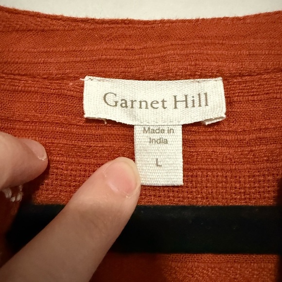 Garnet Hill Marilis Embroidered Organic Cotton Top Size Large Boho Chic - Picture 6 of 9